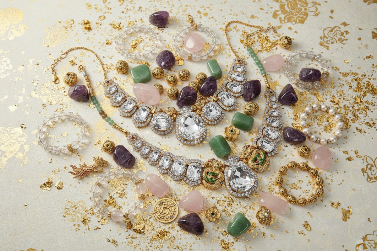 Opulent Gems & Jewels - Ivory Gold